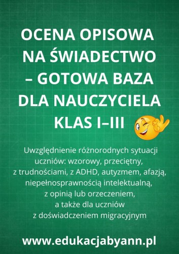 OCENA OPISOWA NA ŚWIADECTWO – GOTOWA BAZA DLA NAUCZYCIELA KLAS I–III.jpg