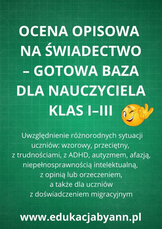 OCENA OPISOWA NA ŚWIADECTWO – GOTOWA BAZA DLA NAUCZYCIELA KLAS I–III.jpg